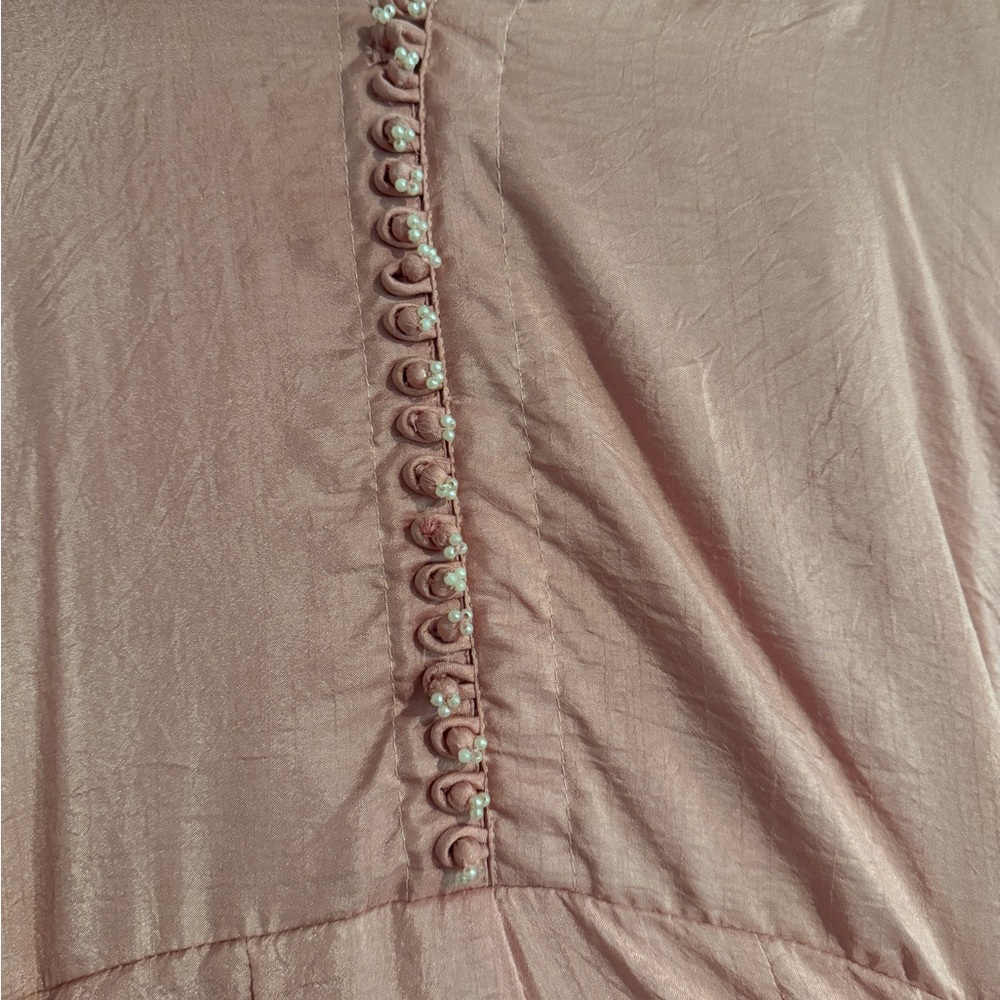 Blush Pink Embroidered Maxi Dress with Long Sleeves - Picture 6 of 9